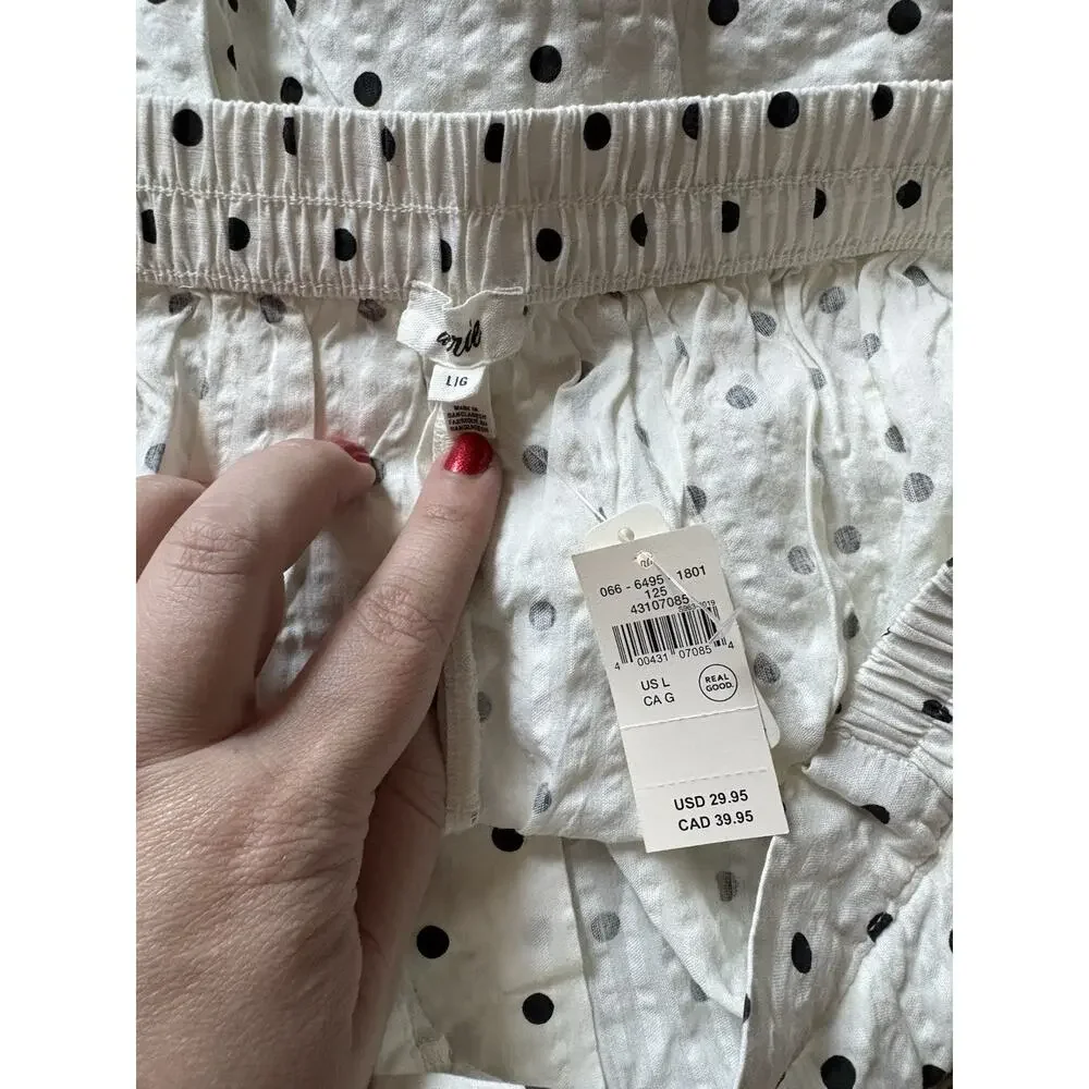 Aerie Women's Seersucker Black And White Polka Dot Shorts Size Large NWT